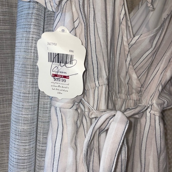 Altar'd State Cream Striped Wrap Romper - Picture 8 of 11